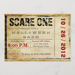 Invitación de Halloween del boleto de la película