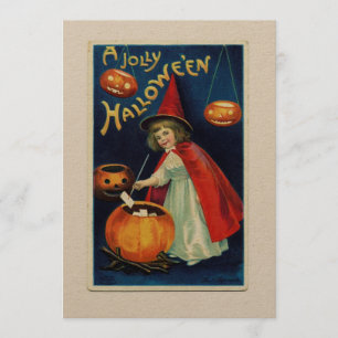 Invitación de Hallowe'en del chica y de la