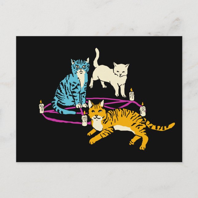 Invitación de Halloween del culto de gatos de terr (Anverso)