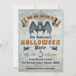 Invitación de Halloween del palo de vampiro del