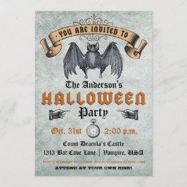 Invitación de Halloween del palo de vampiro del