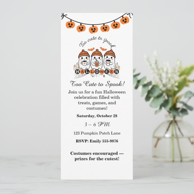 Invitación de Halloween "demasiado lindo para habl (Anverso de pie)