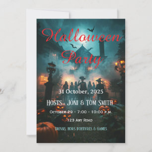 Invitación de Halloween editable de Mansión Embruj