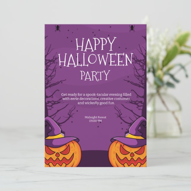 Invitación de Halloween editable, Fiesta de Hallow (Anverso de pie)
