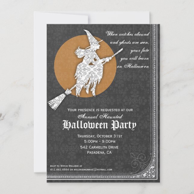 Invitación de Halloween elegante bola de brujas (Anverso)