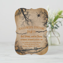 Invitación de Halloween en árbol torcido