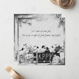 Invitación de Halloween en blanco y negro