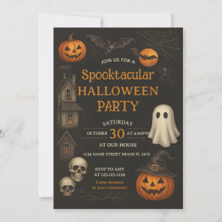 Invitación de Halloween en casa de Haunted Spookta