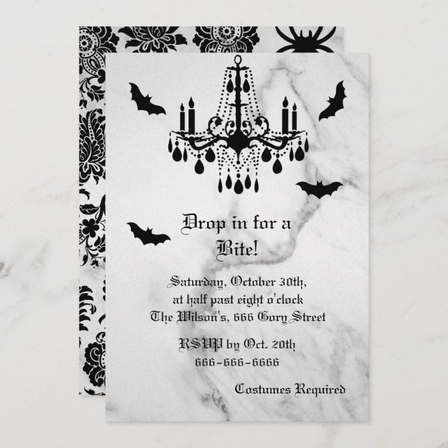 Invitación de Halloween en los murciélagos (Anverso / Reverso)