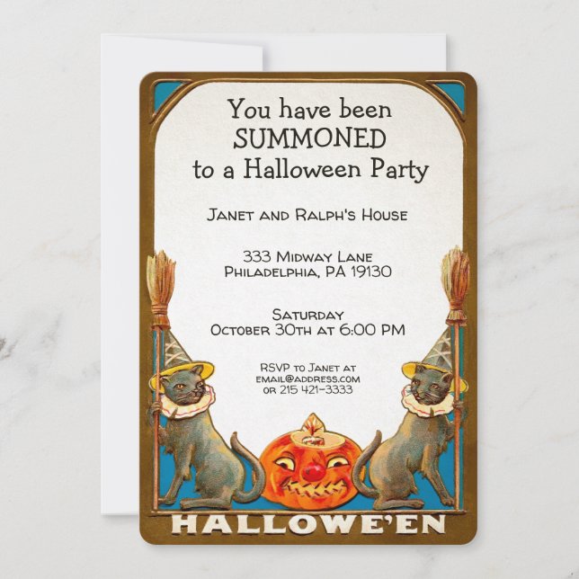 Invitación de Halloween en Personalizable de época (Anverso)