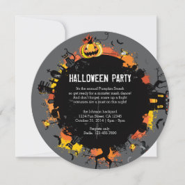 Invitación de Halloween en torno al circulo espelu