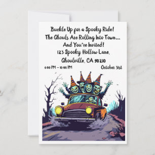 Invitación de Halloween en viaje por carretera