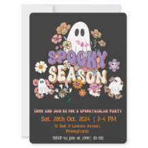 Invitación de Halloween fantasma negro y Naranja