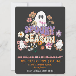 Invitación de Halloween fantasma negro y Naranja