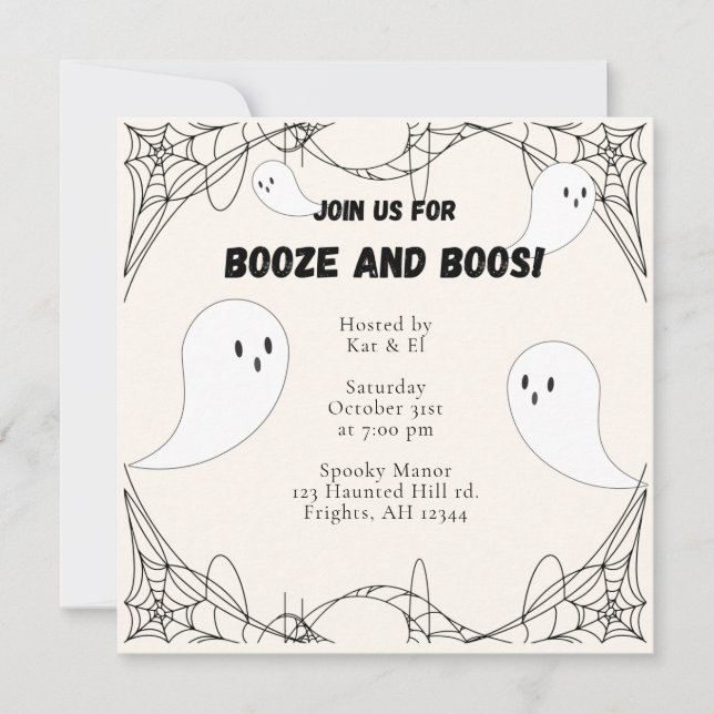 Invitación de Halloween fantasma vintage (Anverso)
