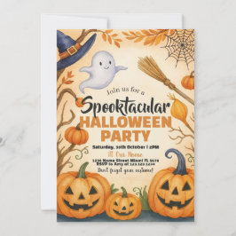 Invitación de Halloween | Fantasma y cementerio de