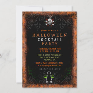Invitación de Halloween - Frontera con cráneo y có