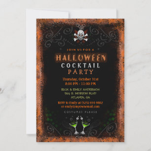 Invitación de Halloween - Frontera con cráneo y có