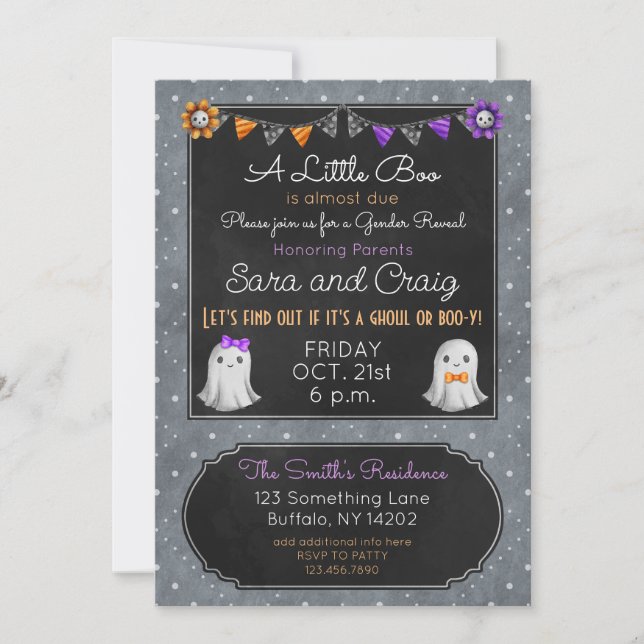 Invitación de Halloween Ghoul o bebé Boo-y (Anverso)