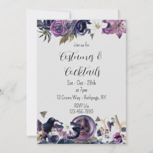 Invitación de Halloween gótico floral