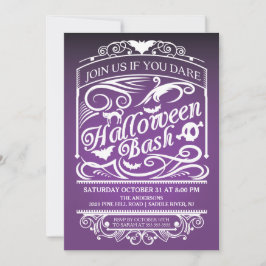 Invitación de Halloween gótico púrpura espumoso