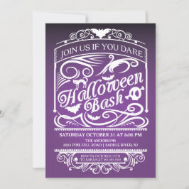 Invitación de Halloween gótico púrpura espumoso