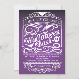 Invitación de Halloween gótico púrpura espumoso