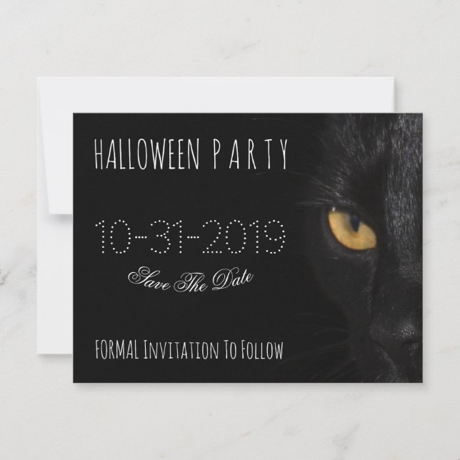 Invitación de Halloween Guardar El Gato Duro (Anverso)