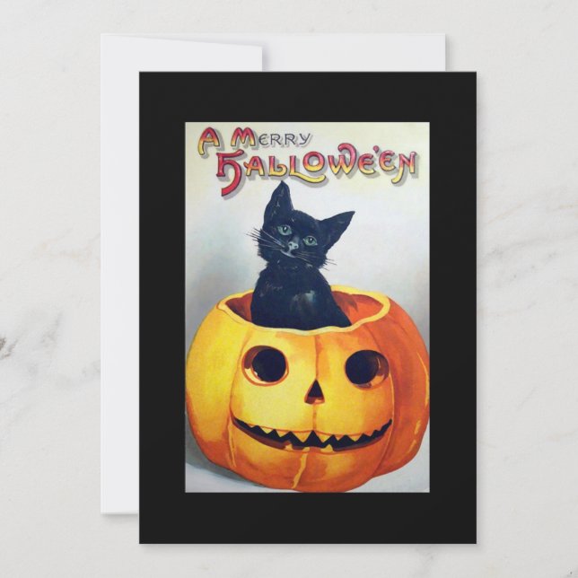 Invitación de Halloween Happy Kitty (Anverso)