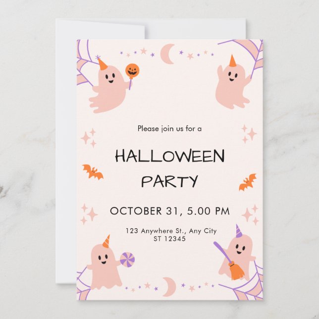 Invitación de Halloween juguetón negro Naranja bei (Anverso)