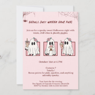 Invitación de Halloween Kawaii Lindo y Espeluznant