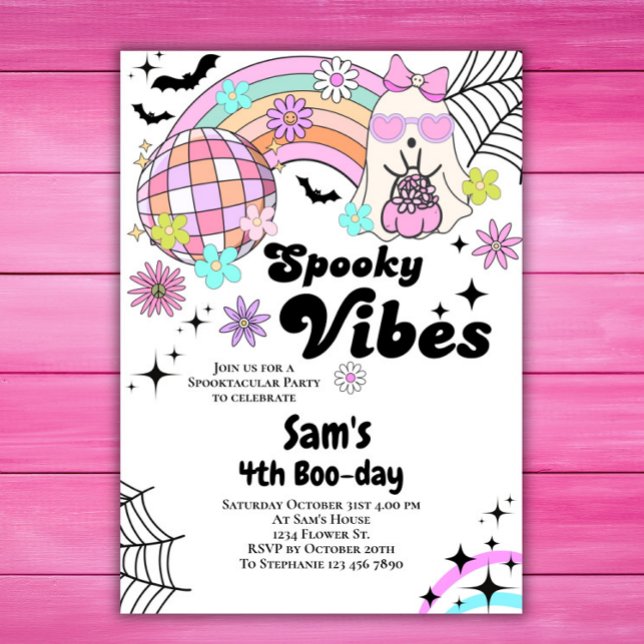 Invitación de Halloween Kid Cute Fantasma Retro (Subido por el creador)