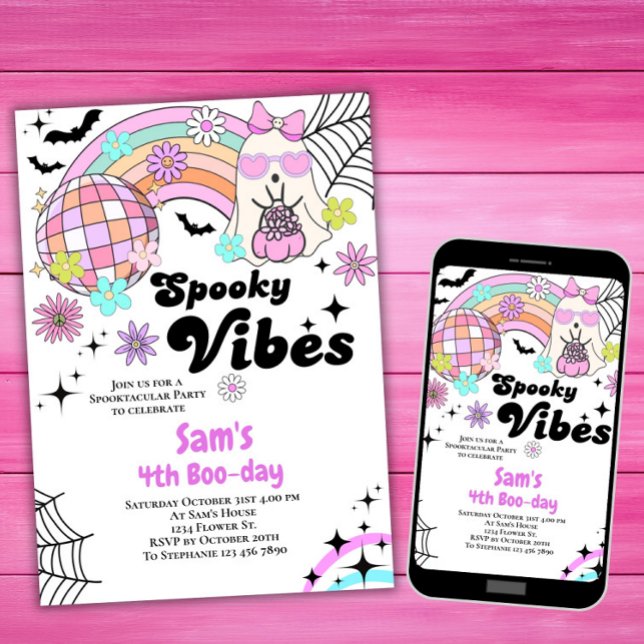 Invitación de Halloween Kid Cute Fantasma Retro (Subido por el creador)