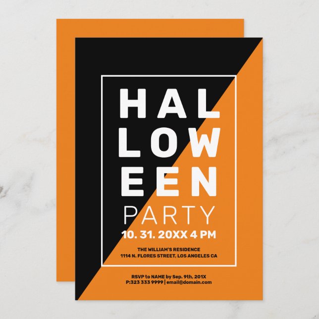 Invitación de halloween minimalista geométrica mod (Anverso / Reverso)