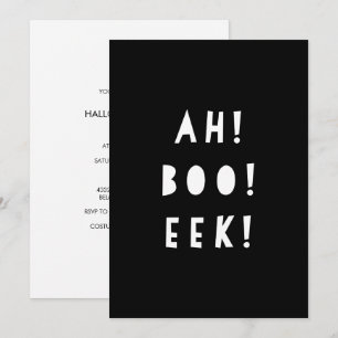 Invitación de Halloween monocromo   ¡AH BOO EEK!