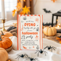 Invitación de Halloween naranja para morir de fies
