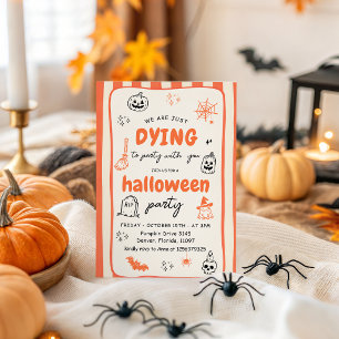 Invitación de Halloween naranja para morir de fies
