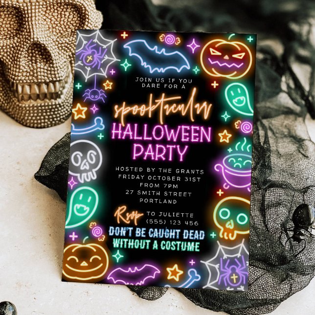 Invitación de Halloween Neon Espeluznante (Subido por el creador)