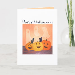 Invitación de Halloween o saludo a gatos/fantasmas