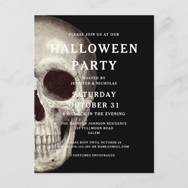 Invitación de Halloween para Adultos Adultos de Bl (Anverso)
