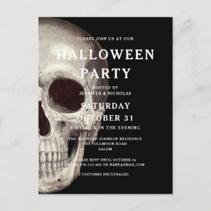 Invitación de Halloween para adultos de cráneo esp