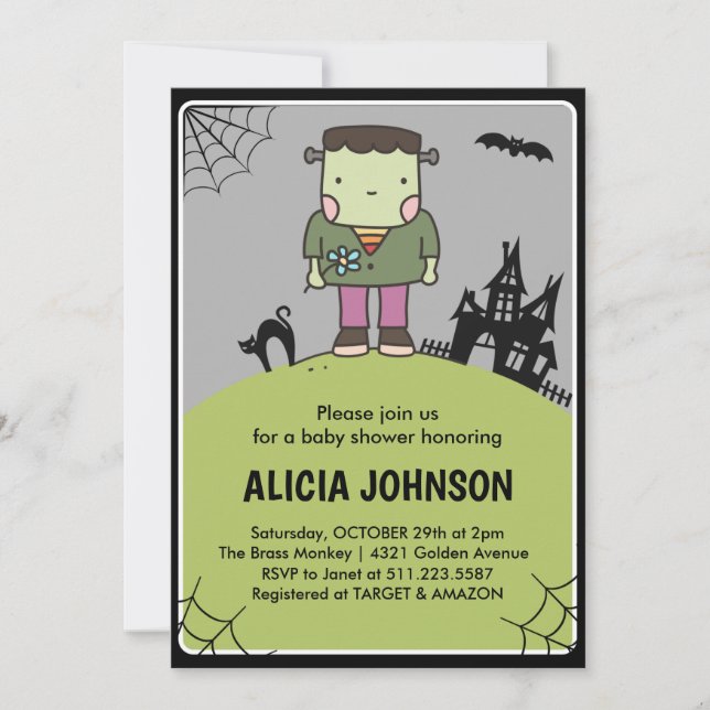invitación de Halloween para baby shower October M (Anverso)
