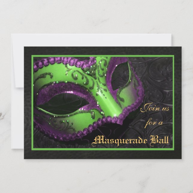 Invitación de Halloween para Baile de Máscaras con (Anverso)