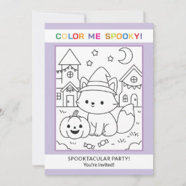 Invitación de Halloween para colorear para niños a