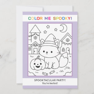 Invitación de Halloween para colorear para niños a