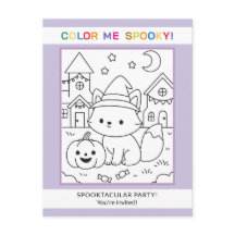 Invitación de Halloween para colorear para niños a