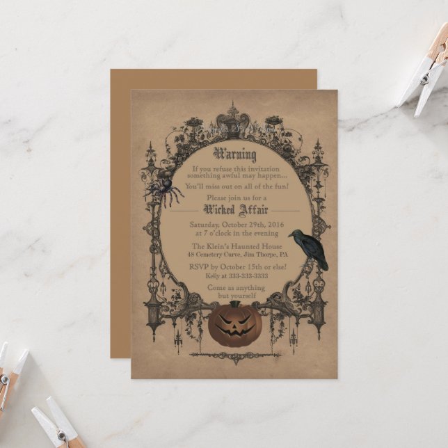 invitación de halloween para disfraces de adultos (Anverso/Reverso In Situ)