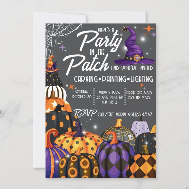 Invitación de Halloween para Fiesta en el Campo de (Anverso)