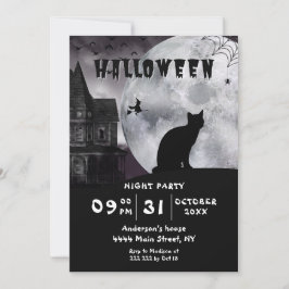 Invitación de Halloween para Gato Negro