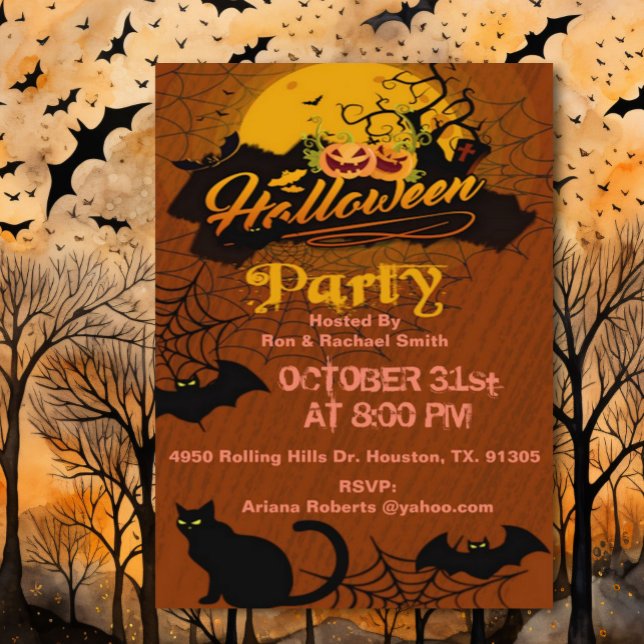 Invitación de Halloween para gatos y gatos adultos (Subido por el creador)